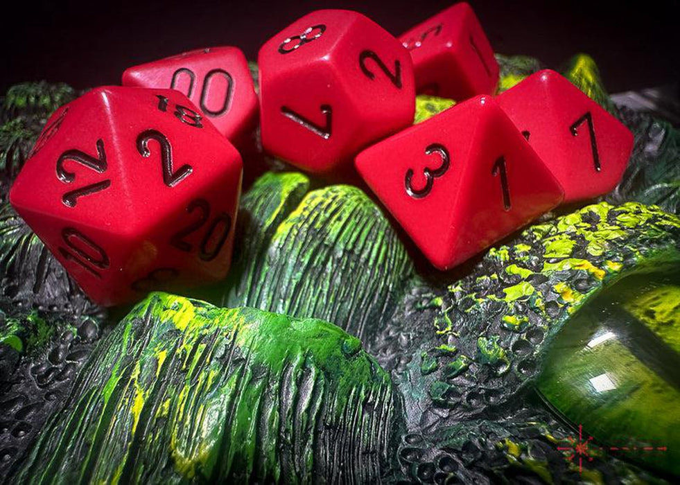 CHX25414 - Chessex: Opaque Red/black Polyhedral 7-Dice Set