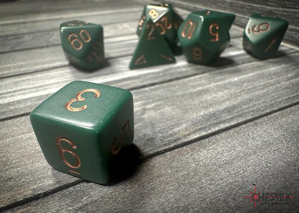 CHX25415 - Chessex: Opaque Dusty Green/copper Polyhedral 7-Dice Set