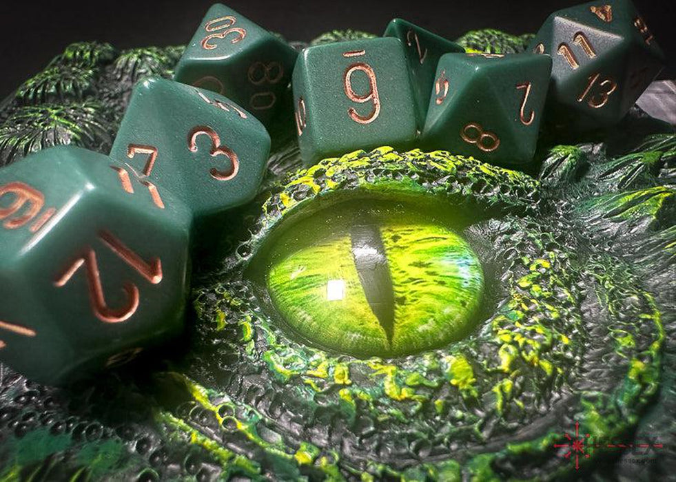 CHX25415 - Chessex: Opaque Dusty Green/copper Polyhedral 7-Dice Set