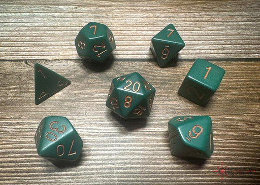 CHX25415 - Chessex: Opaque Dusty Green/copper Polyhedral 7-Dice Set