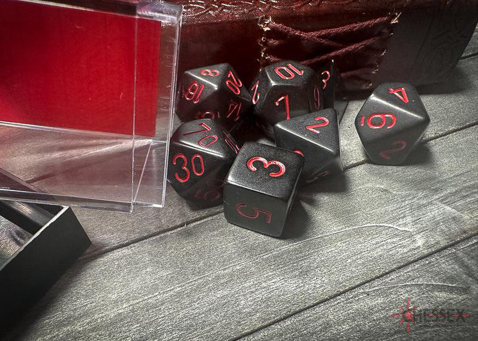 CHX25418 - Chessex: Opaque Black/red Polyhedral 7-Dice Set