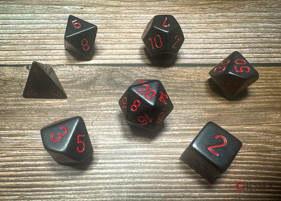 CHX25418 - Chessex: Opaque Black/red Polyhedral 7-Dice Set