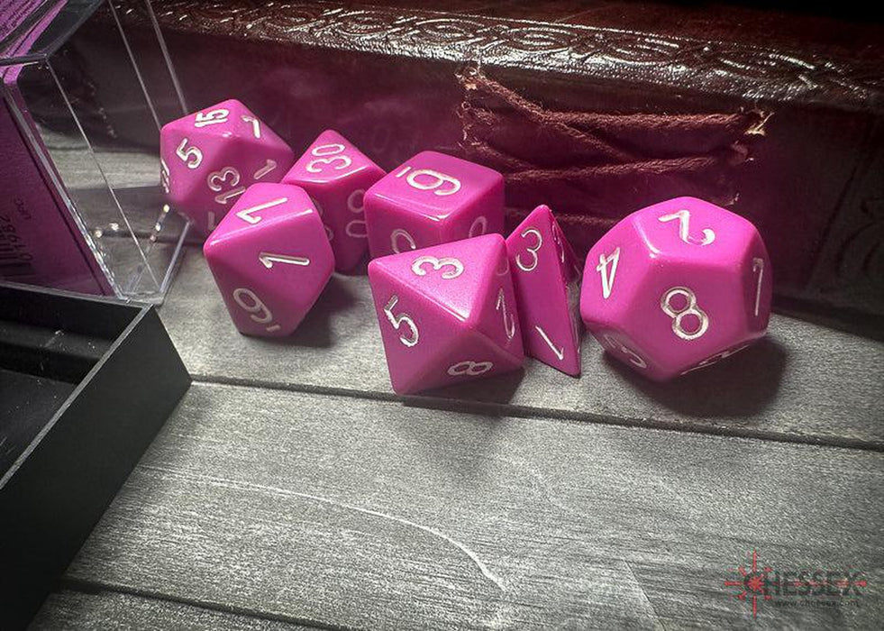 CHX25427 - Chessex: Opaque Light Purple/white Polyhedral 7-Dice Set