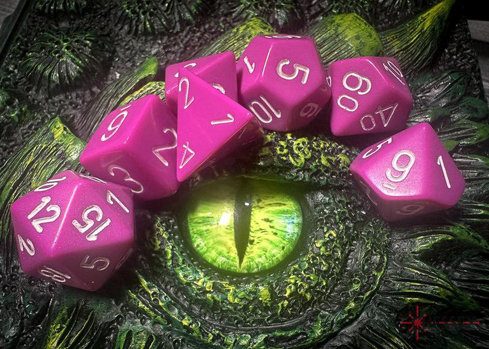 CHX25427 - Chessex: Opaque Light Purple/white Polyhedral 7-Dice Set