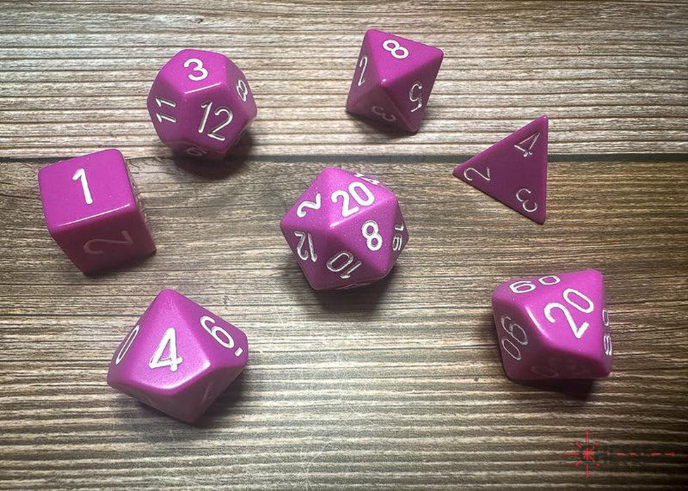 CHX25427 - Chessex: Opaque Light Purple/white Polyhedral 7-Dice Set