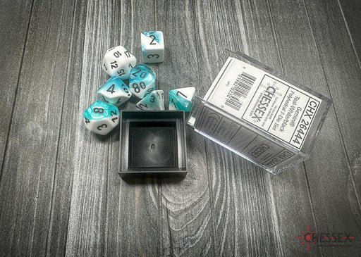 CHX26444 - Chessex: Gemini Teal-White/black Polyhedral 7-Dice Set