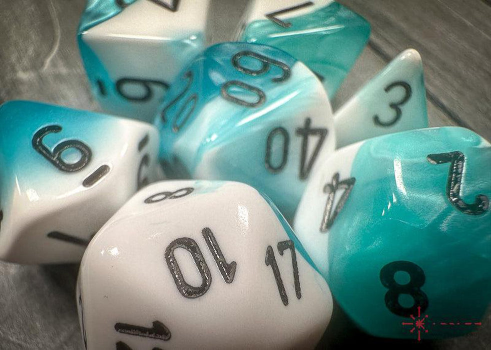 CHX26444 - Chessex: Gemini Teal-White/black Polyhedral 7-Dice Set