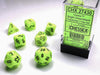 CHX27430 - Chessex: Vortex Bright Green/black Polyhedral 7-Dice Set