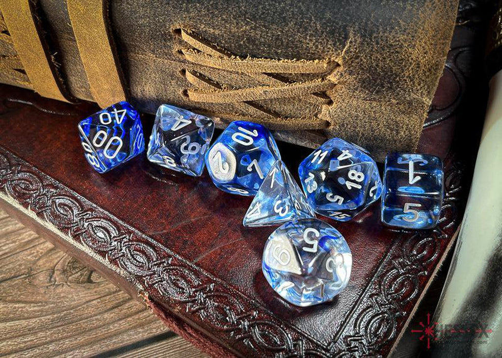 CHX27466 - Chessex: Nebula Dark Blue/white Polyhedral 7-Dice Set