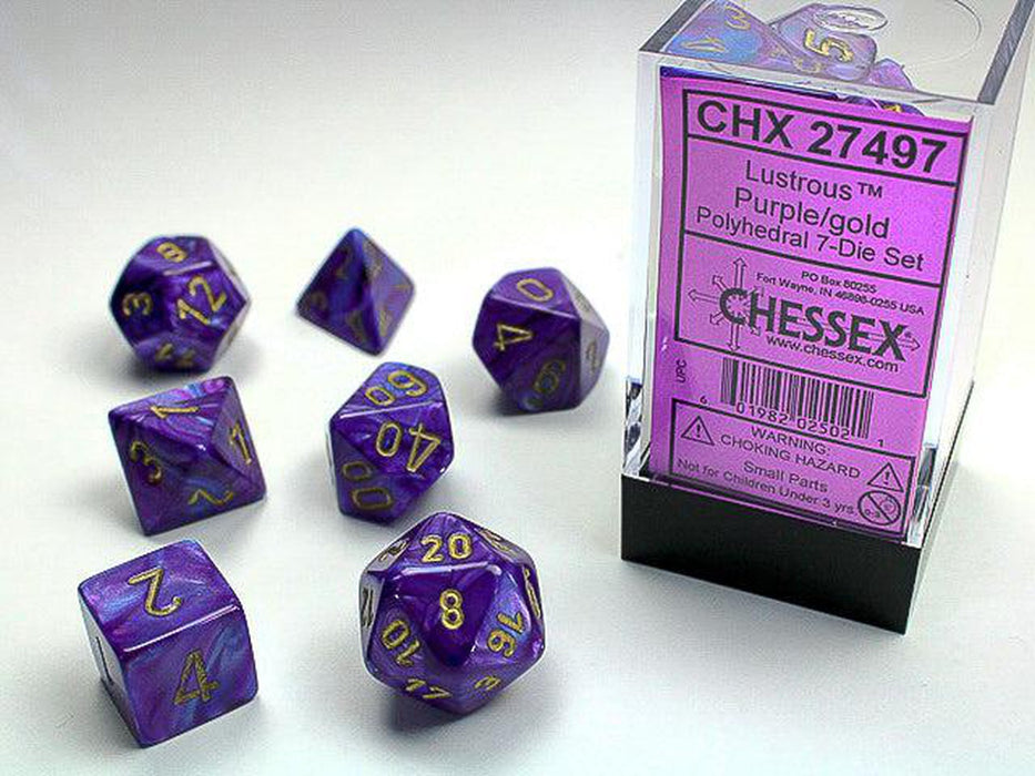 CHX27497 - Chessex: Lustrous Purple/gold Polyhedral 7-Dice Set