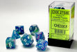 CHX27546 - Chessex: Festive Waterlily/white Polyhedral 7-Dice Set