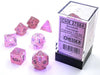 CHX27584 - Chessex: Borealis Pink/silver Luminary Polyhedral 7-Dice Set